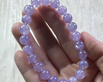 Sparkling Handmade 8mm Shiny Lavender Milky Amethyst Bracelet/Lavender Moon Quartz Bracelet/Lavender Quartz Bracelet/Crystal Bracelet