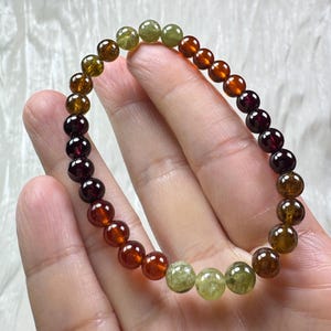Handmade Genuine 5-6mm Natural Tsavorite Bracelet with Green Garnet and Red Garnet Bracelet/Gemstone Bracelet