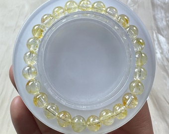 Beautiful Handmade Shiny 7mm Natural High Grade Golden Yellow Topaz Gemstone Bracelet