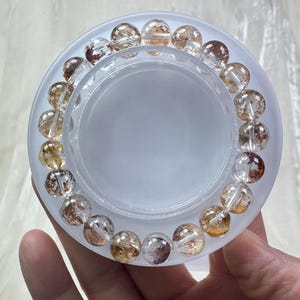 Unique Icy Handmade 8mm Natural Chalcopyrite in Hematoid Quartz Bracelet