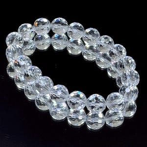 Sparkling Handmade Disco Ball Diamond Cut Style 9mm Natural Clear Quartz Crystal Bracelet