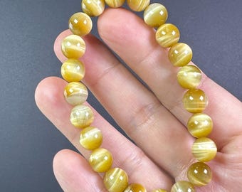 Flashy Handmade Shiny 8mm High Quality Natural Golden Tiger Eye Bracelet/Gemstone Bracelet/Crystal Bracelet