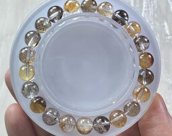 Gorgeous Rare Dendritic Quartz Bracelet-One of a Kind Handmade 8mm High Grade Little Tree in Quartz Hematoid Dendritic Crystal Bracelet
