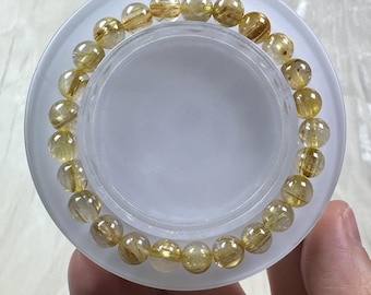 Gorgeous Shiny High Quality Handmade 8mm Natural Golden Rutilated Quartz Bracelet/Crystal Bracelet