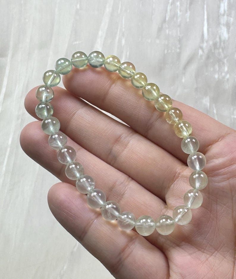 Refreshing Handmade Icy 6mm Natural Gradient Yellow and Green Prehnite Bracelet/Gemstone Bracelet/Crystal Bracelet bild 15