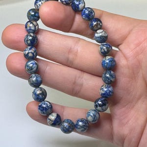 Gorgeous Handmade Colorful 8mm Genuine Natural Blue Chrysocolla Stone Bracelet