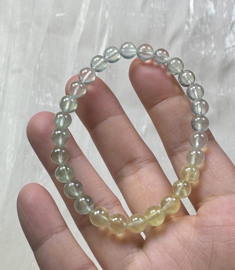 Refreshing Handmade Icy 6mm Natural Gradient Yellow and Green Prehnite Bracelet/Gemstone Bracelet/Crystal Bracelet bild 2
