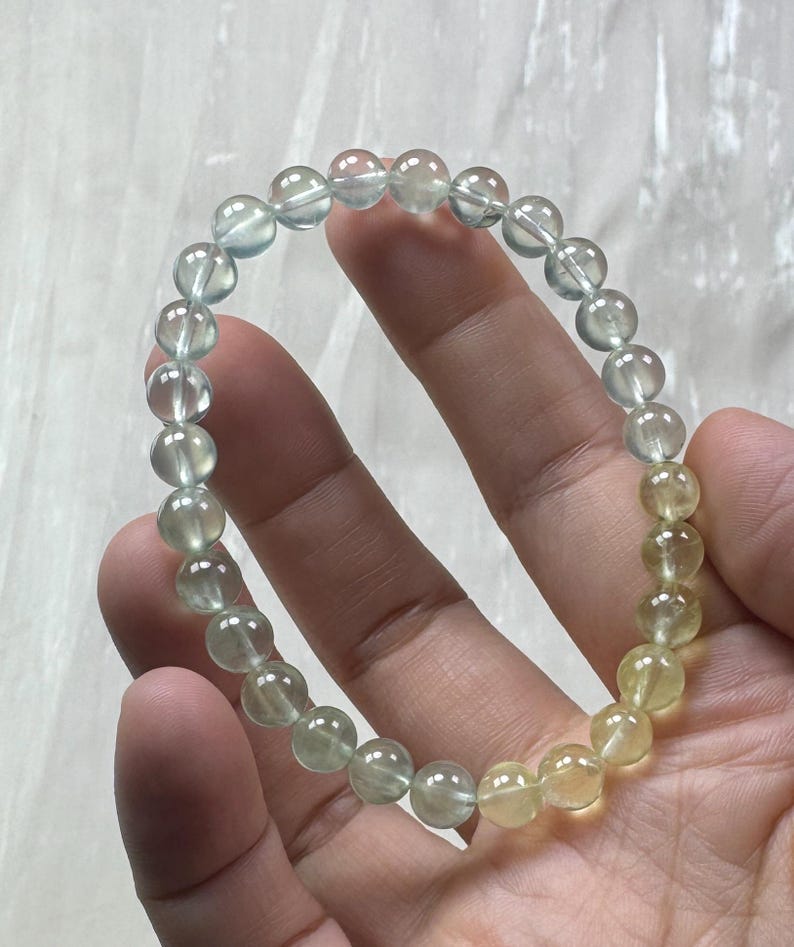 Refreshing Handmade Icy 6mm Natural Gradient Yellow and Green Prehnite Bracelet/Gemstone Bracelet/Crystal Bracelet bild 8