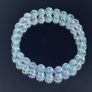 Gorgeous Handmade Shiny 6mm Cute Natural Baby Blue Topaz Crystal Bracelet