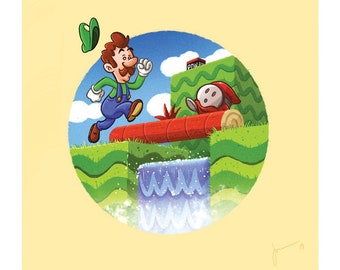 Retro Gaming Series - Super Mario Bros 2 - 8x8 art print, ready to frame!