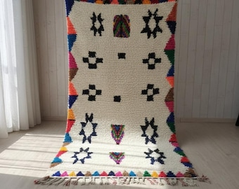 Moroccan Berber boujaad Rug Wool Rug,Handmade Boho Decor For Bedroom Or Living Room