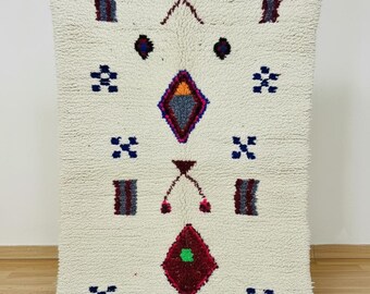 Moroccan Berber Rug,Rug For Bedroom Or Living Room,Personalised Wool Rug,Boujaad Wool Rug,Geometric Wool Rug,Handmade Boho Decor