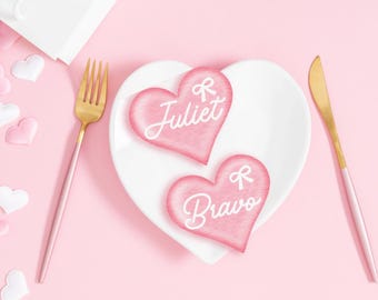 Printable Galentine's Heart & Bow Name/place cards, editable party tags