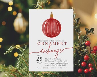 Ornament Exchange Party Invite: Editable Holiday Template (Digital Download)