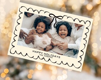 Ruffle Frame Holiday Photo Card: Editable Template (Digital Download)