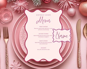 Printable Scalloped Menu and Placecard: Editable Template (Digital Download)