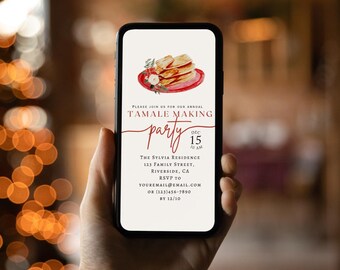 Digital Tamale Making Party Invite: Editable Holiday Template