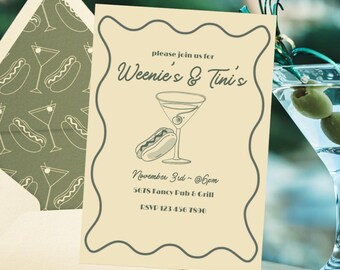 Printable Weenie Martini Party Invite: Editable Template (Digital Download)