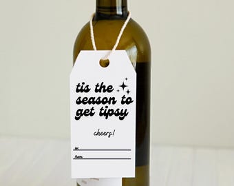 Printable Wine Gift Tags, Editable gift tag, digital template, Drink Design
