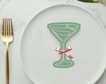 Martini Party Name Card: Editable Placecard Template (Digital Download)