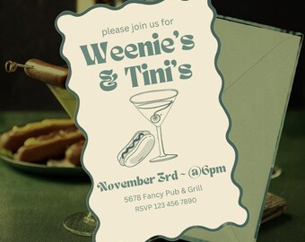 Printable Weenie Martini Party Invite: Editable Template (Digital Download)