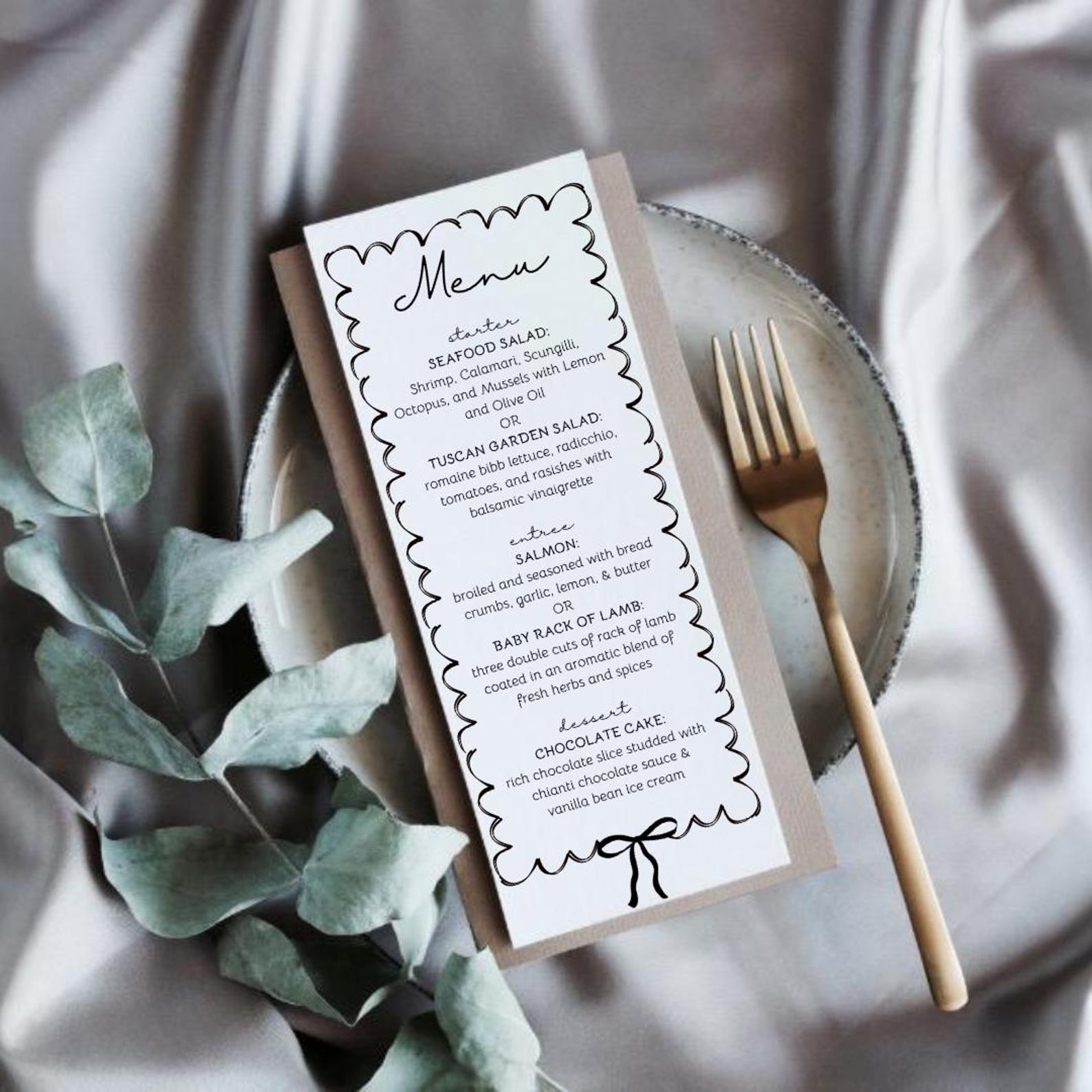 Printable Ruffles Menu Card, Editable Menu Card, Ruffle Frame Menu ...