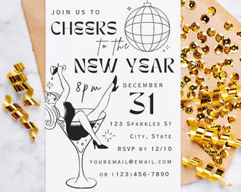Editable NYE Party Invite Template (Digital Download)