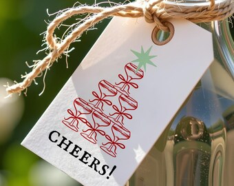 Printable Bottle Cheers Tags, Editable Wine gift tag, digital template
