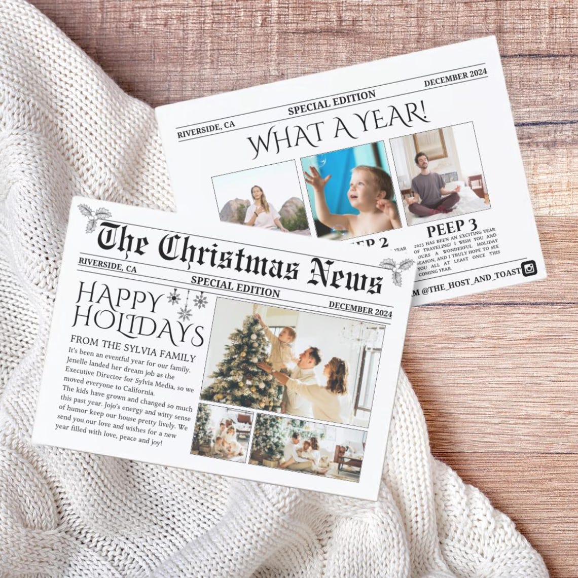 Printable Ruffles Christmas News Photo Card landscape, Editable Photo ...