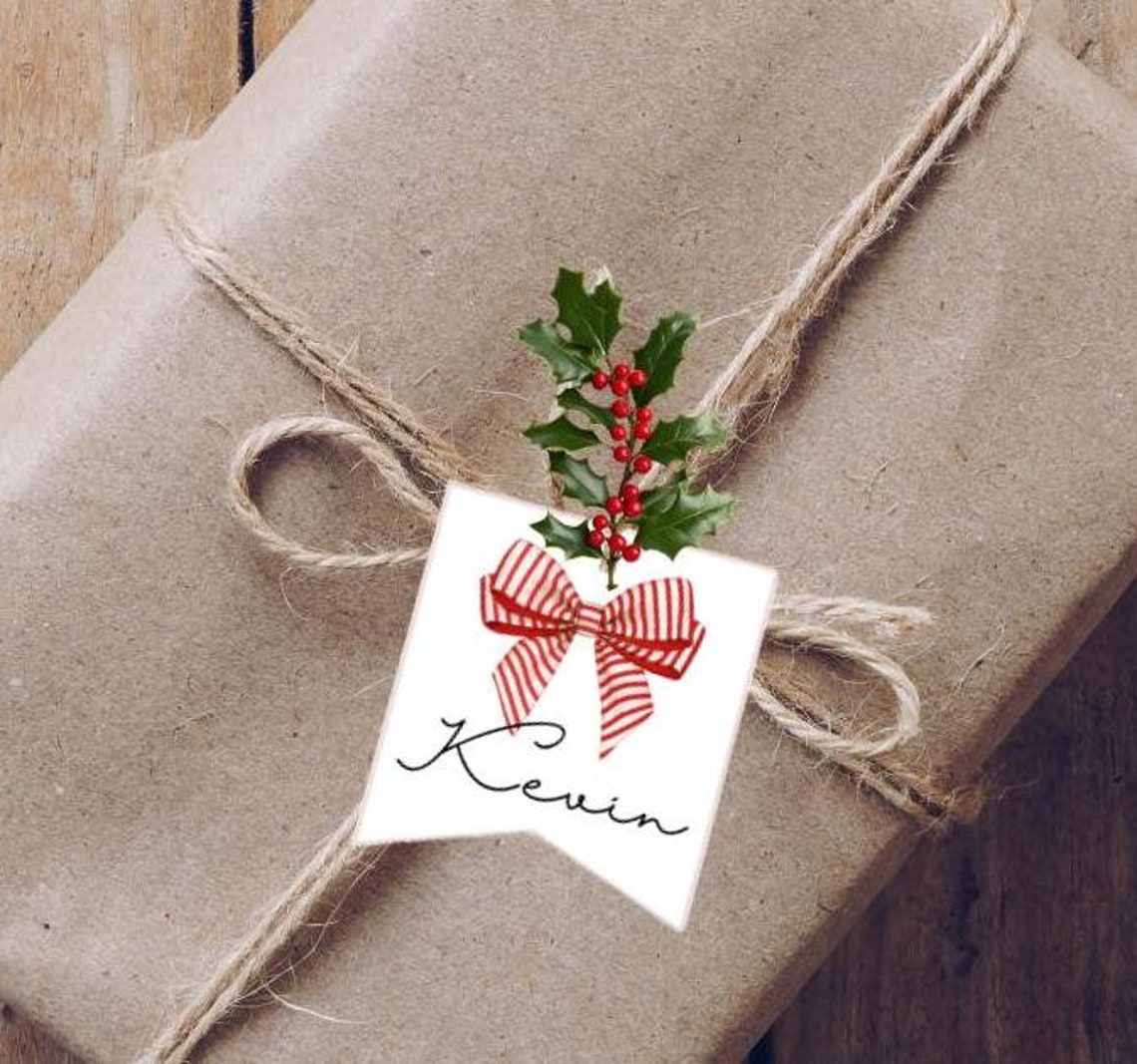 Printable Red Bow Gift Tags Editable Name Tag Template (digital