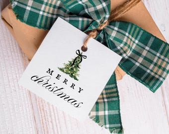 Printable Christmas Tree Bow Gift Tags: Editable Template (Digital Download)