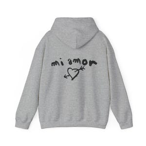 Mi Amor Hoodie, Romantisches Design, Spanischer Hoodie, Romantischer Hoodie, Sweathirt, Gemütlicher Hoodie Sport Grey