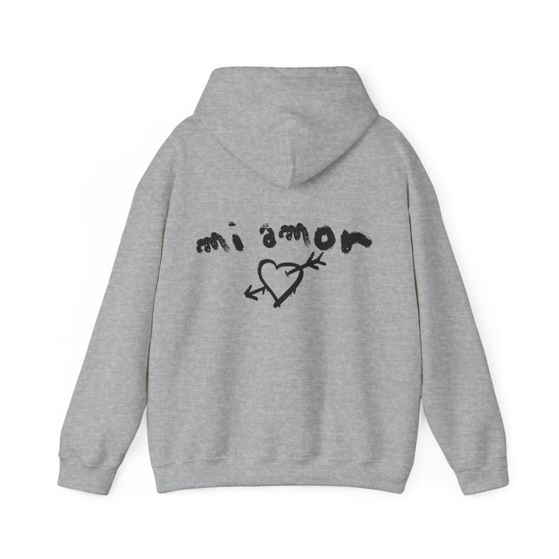 Mi Amor Hoodie, Romantisches Design, Spanischer Hoodie, Romantischer Hoodie, Sweathirt, Gemütlicher Hoodie Sport Grey
