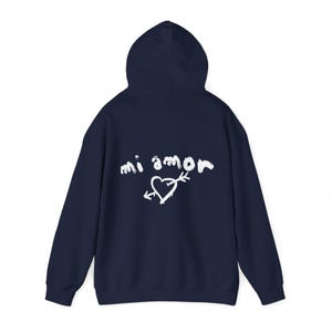 Mi Amor Hoodie, Romantisches Design, Spanischer Hoodie, Romantischer Hoodie, Sweathirt, Gemütlicher Hoodie Navy