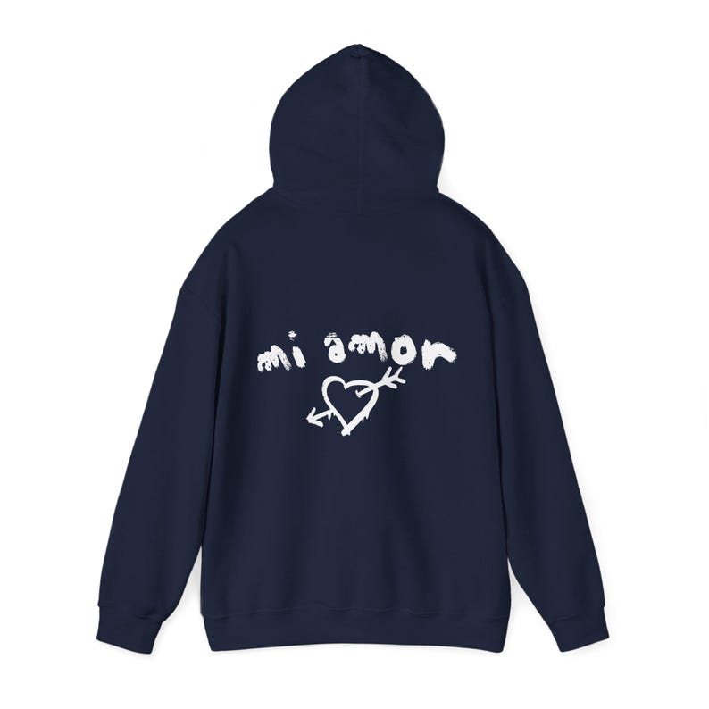 Mi Amor Hoodie, Romantisches Design, Spanischer Hoodie, Romantischer Hoodie, Sweathirt, Gemütlicher Hoodie Navy