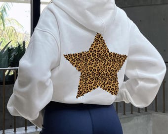 Sudadera con capucha y estampado de leopardo, sudadera con capucha con estampado de leopardo, sudadera con capucha estilo pulóver, regalos para ropa de calle, inspiración para atuendos, Y2K, sudadera con capucha de leopardo