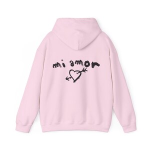 Mi Amor Hoodie, Romantisches Design, Spanischer Hoodie, Romantischer Hoodie, Sweathirt, Gemütlicher Hoodie Light Pink