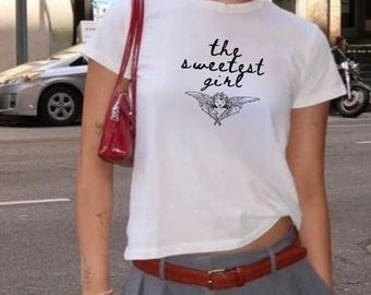 Camiseta para bebé The Sweetest Girl, camiseta para bebé, Y2K, camiseta Coquette Angel, top corto