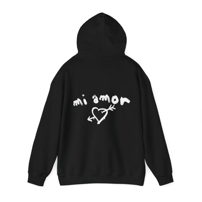 Mi Amor Hoodie, Romantisches Design, Spanischer Hoodie, Romantischer Hoodie, Sweathirt, Gemütlicher Hoodie Black