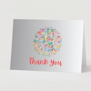 Tarjetas de agradecimiento con medallones coloridos - Tarjetas de felicitación plegadas personalizadas - Paquete de 10 - Ecológicas y elegantes
