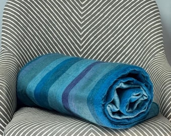 Luxus handgewebte Alpaka-Mischung Decke gestreifte Decke mit tiefem Teal - warmer und leichter Überwurf