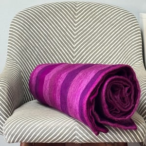 Luxury Handwoven Alpaca Blend Blanket Striped Magenta Mist Blanket - Warm & Lightweight Throw