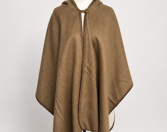 Cape poncho à capuche en alpaga - beige camel - écharpe à capuche en mélange d'alpaga doux - poncho équatorien fait main