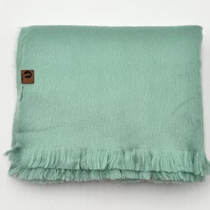 Mint Breeze Alpaca Scarf – Handwoven Solid Shawl
