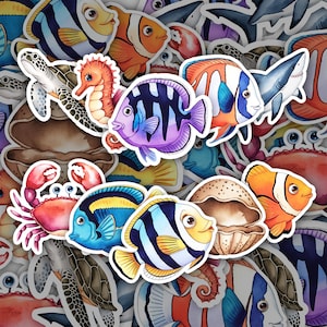 Sea Creatures Sticker Set: 10 Waterproof Vinyl Decals