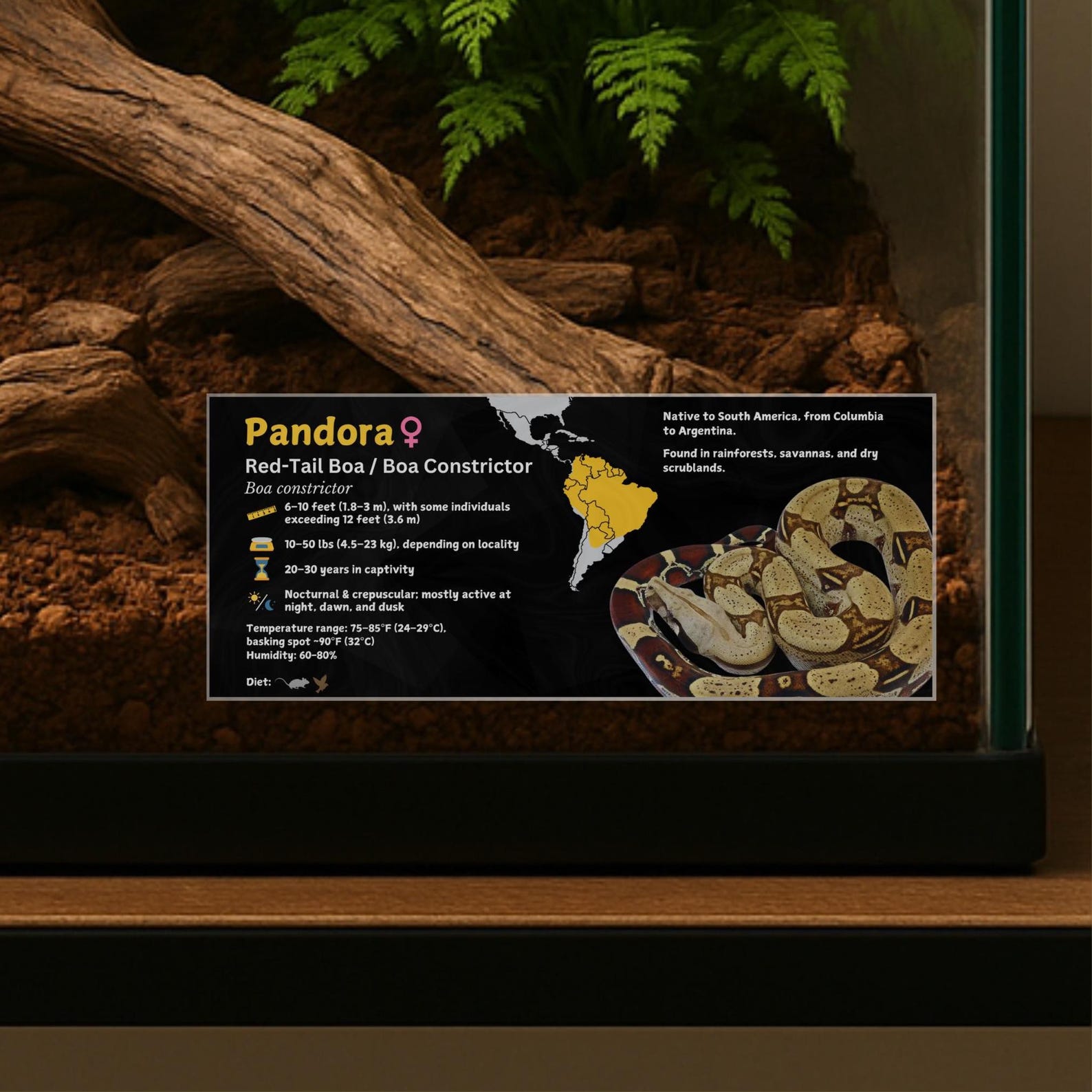 Personalized Boa Constrictor Species Enclosure Label: Laminated ...