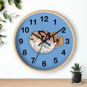 Pufferfish Wall Clock, Funny Aquarium Fish House Decor Gift