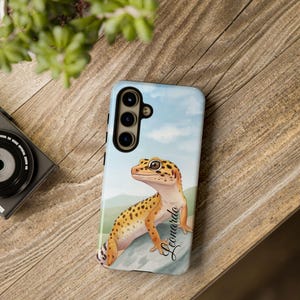 Personalized Leopard Gecko Phone Case: Custom Samsung, Google Pixel Reptile Watercolor Cover
