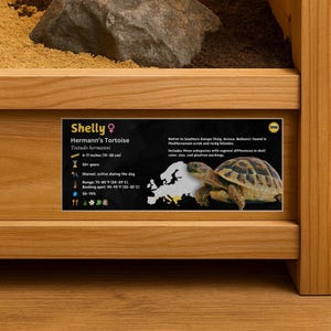 Personalized Hermann's Tortoise Enclosure Label: Laminated Vivarium Information Decor