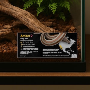 Personalisiertes Rosy Boa Species Label, Benutzerdefinierter Schlangenname, Laminierter Information Tag, Reptilien Gehäuse, Vivarium Decor